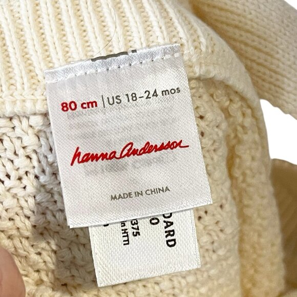 Hanna Andersson 18-24 Months Ivory Cable Knit Overalls Fisherman Cotton Knit - Picture 5 of 6